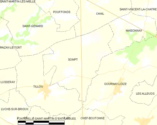 Detailkaart van de gemeente