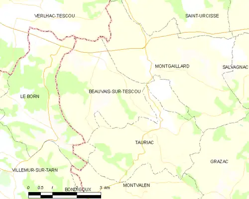 Detailkaart van de gemeente