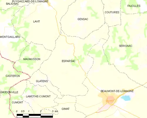 Detailkaart van de gemeente