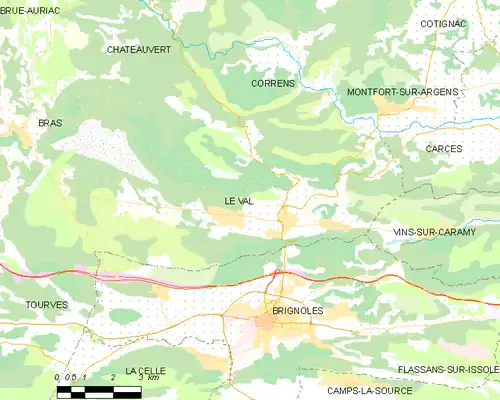 Detailkaart van de gemeente