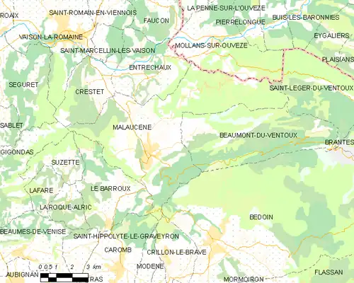 Detailkaart van de gemeente