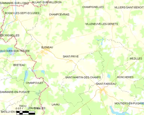 Detailkaart van de gemeente