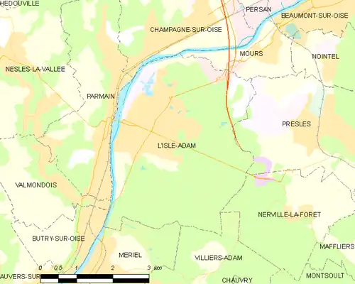 Detailkaart van de gemeente