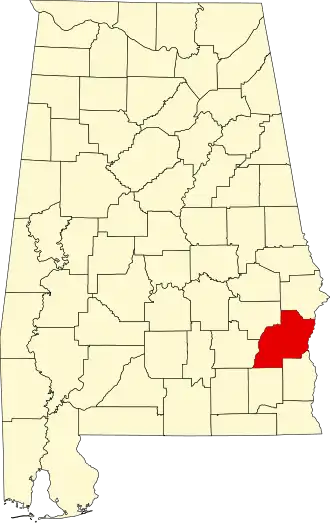 Locatie van Barbour County in Alabama