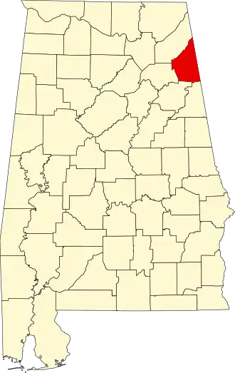 Locatie van Cherokee County in Alabama