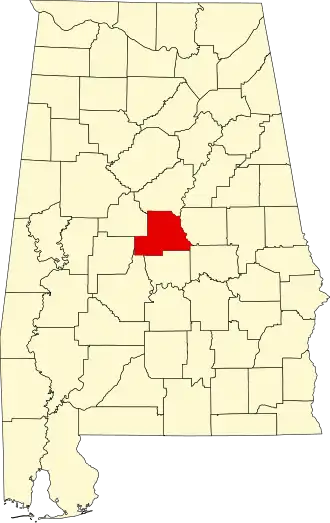 Locatie van Chilton County in Alabama