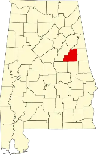 Locatie van Clay County in Alabama