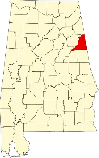 Locatie van Cleburne County in Alabama
