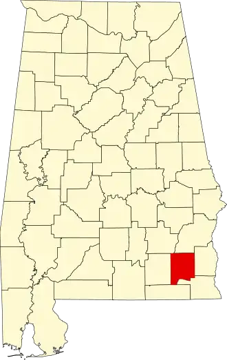 Locatie van Dale County in Alabama