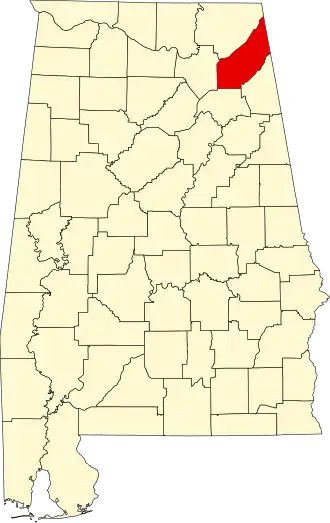 Locatie van DeKalb County in Alabama