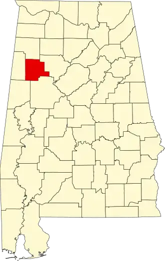 Locatie van Fayette County in Alabama