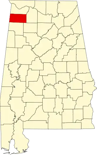 Locatie van Franklin County in Alabama