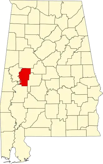 Locatie van Hale County in Alabama