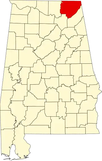 Locatie van Jackson County in Alabama