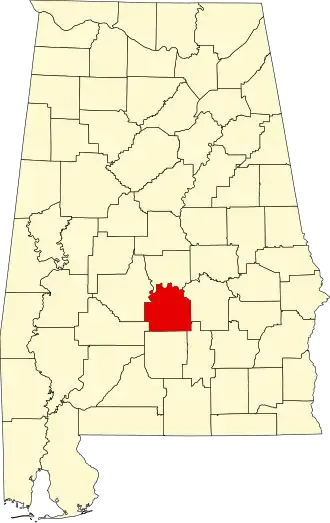 Locatie van Lowndes County in Alabama