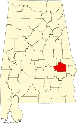 Locatie van Macon County in Alabama