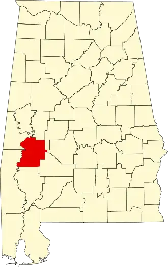 Locatie van Marengo County in Alabama