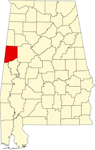 Locatie van Pickens County in Alabama