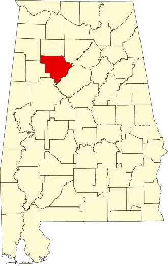 Locatie van Walker County in Alabama