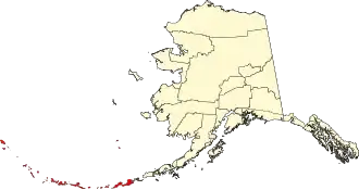 Locatie van Aleutians West Census Area in Alaska