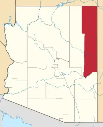 Locatie van Apache County in Arizona
