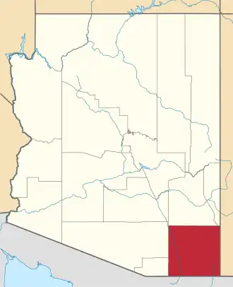 Locatie van Cochise County in Arizona