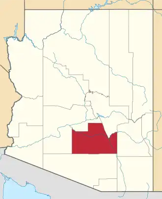 Locatie van Pinal County in Arizona