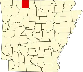 Locatie van Boone County in Arkansas