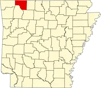 Locatie van Carroll County in Arkansas