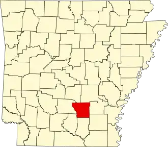 Locatie van Cleveland County in Arkansas