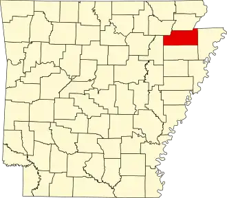 Locatie van Craighead County in Arkansas