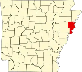 Locatie van Crittenden County in Arkansas