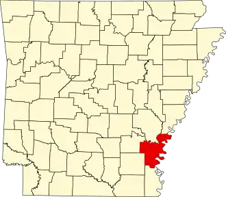 Locatie van Desha County in Arkansas