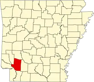 Locatie van Hempstead County in Arkansas