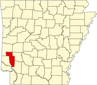 Locatie van Howard County in Arkansas