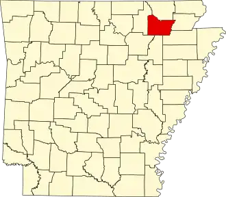 Locatie van Lawrence County in Arkansas