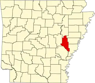 Locatie van Monroe County in Arkansas