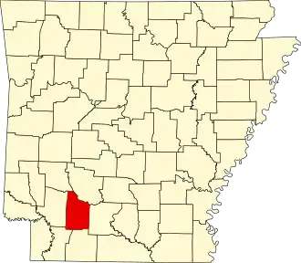 Locatie van Nevada County in Arkansas