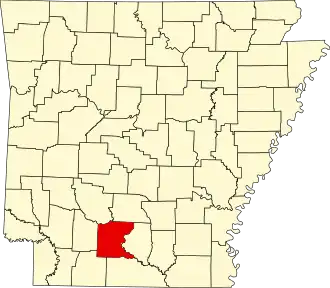 Locatie van Ouachita County in Arkansas