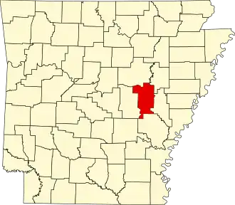 Locatie van Prairie County in Arkansas