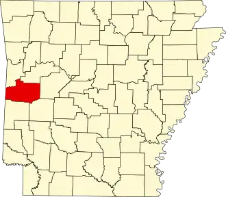 Locatie van Scott County in Arkansas