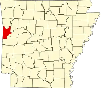 Locatie van Sebastian County in Arkansas