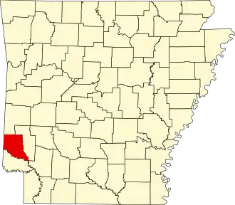 Locatie van Sevier County in Arkansas