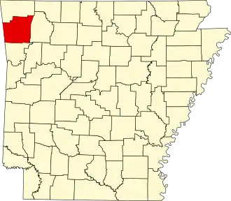 Locatie van Washington County in Arkansas