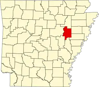 Locatie van Woodruff County in Arkansas