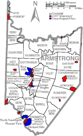 Kaart van Armstrong County