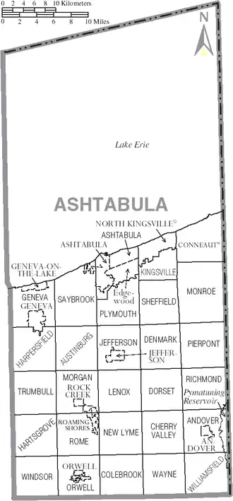 Kaart van Ashtabula County