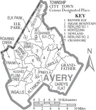 Kaart van Avery County