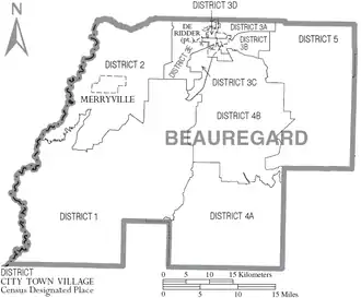 Kaart van Beauregard Parish
