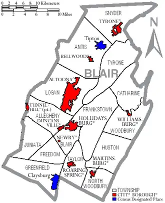 Kaart van Blair County